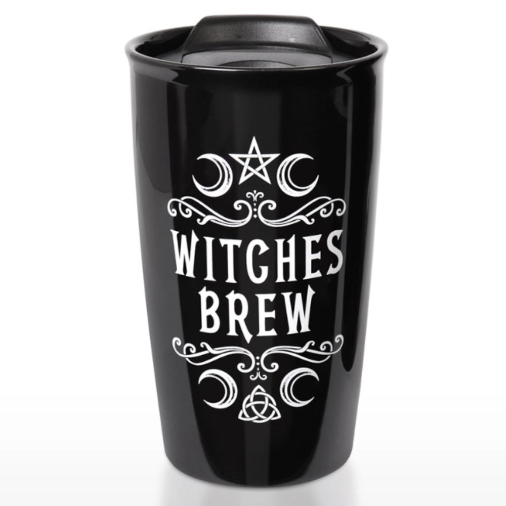 Alchemy Gothic Witches Brew Hot/Cold Travel Mug Ceramic Double Wall New in Box